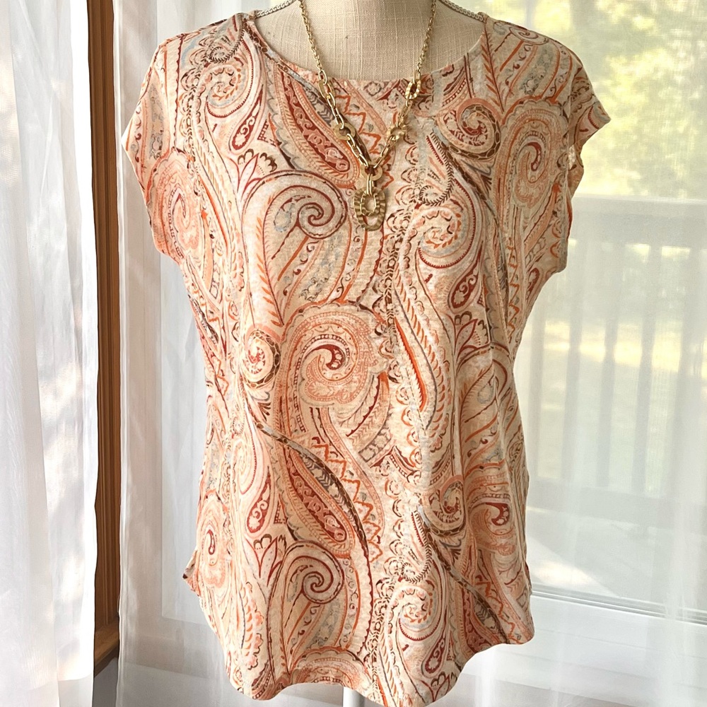 Rachel Zoe Linen To Love 100% Linen Paisley Print Size Small NWT - Picture 6 of 13